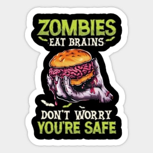 Zombies Eat Brains Halloween Sticker